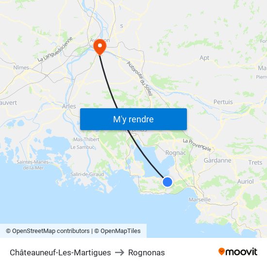 Châteauneuf-Les-Martigues to Rognonas map