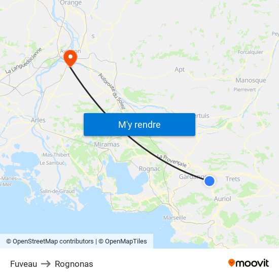 Fuveau to Rognonas map