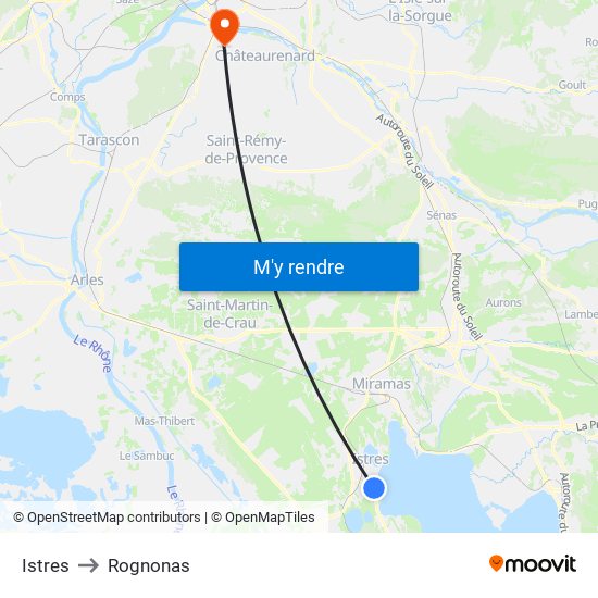 Istres to Rognonas map