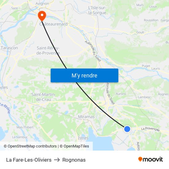 La Fare-Les-Oliviers to Rognonas map