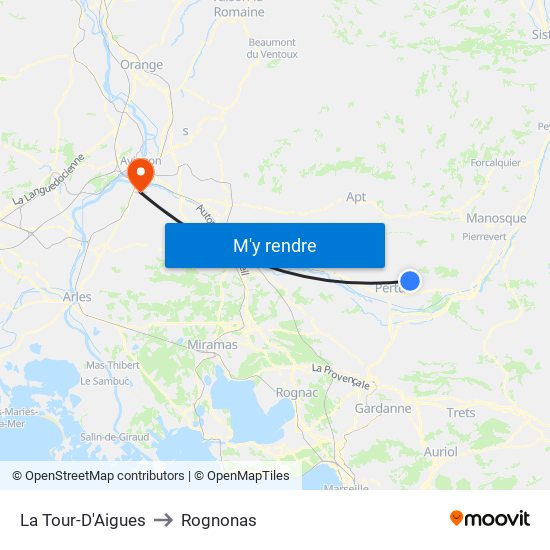 La Tour-D'Aigues to Rognonas map