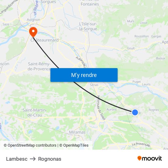 Lambesc to Rognonas map