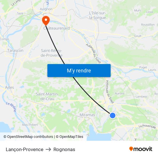 Lançon-Provence to Rognonas map