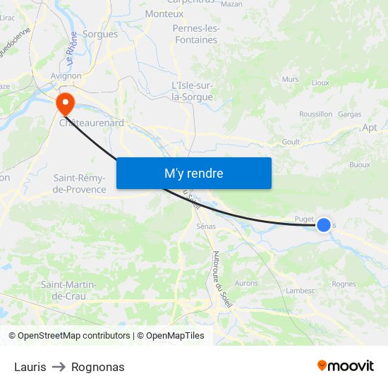 Lauris to Rognonas map