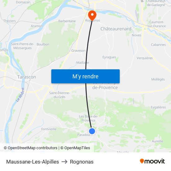 Maussane-Les-Alpilles to Rognonas map