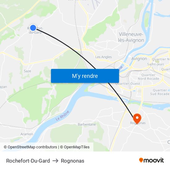 Rochefort-Du-Gard to Rognonas map