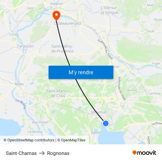 Saint-Chamas to Rognonas map