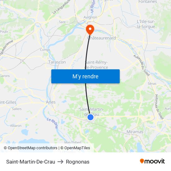 Saint-Martin-De-Crau to Rognonas map
