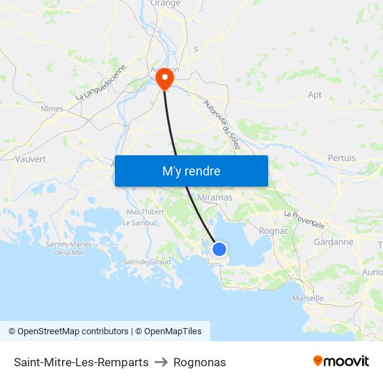 Saint-Mitre-Les-Remparts to Rognonas map