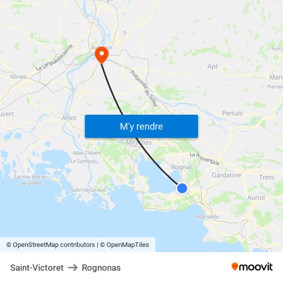 Saint-Victoret to Rognonas map