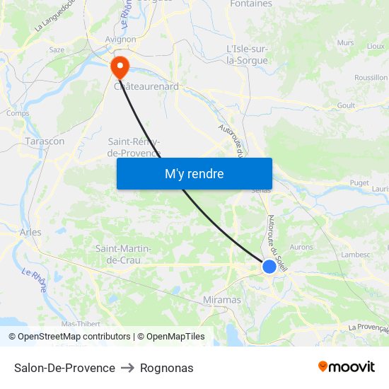 Salon-De-Provence to Rognonas map