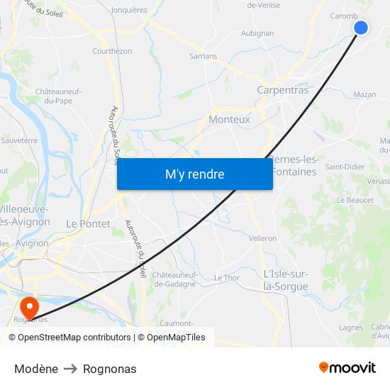 Modène to Rognonas map