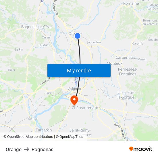 Orange to Rognonas map
