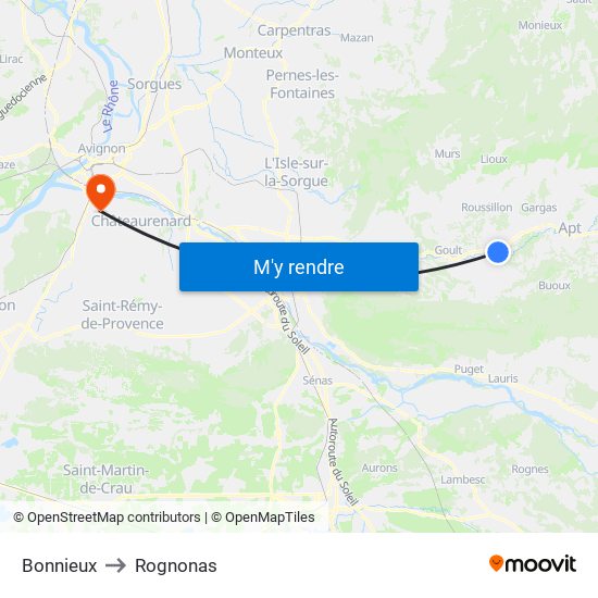 Bonnieux to Rognonas map