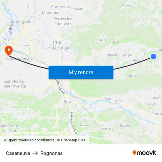 Caseneuve to Rognonas map