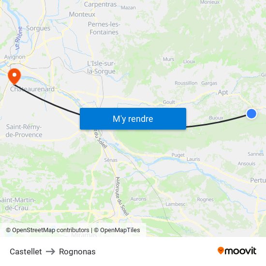 Castellet to Rognonas map