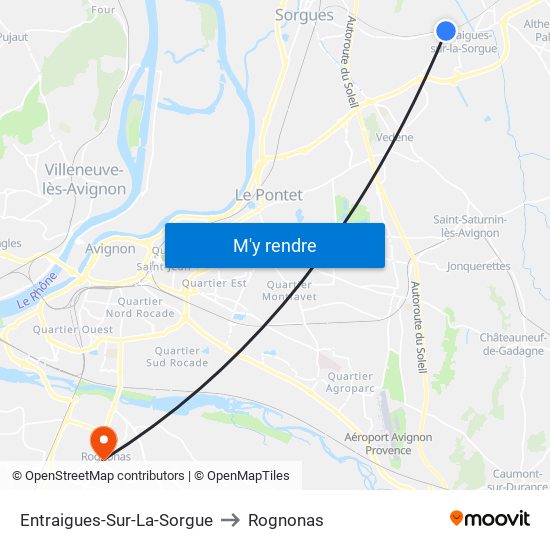 Entraigues-Sur-La-Sorgue to Rognonas map