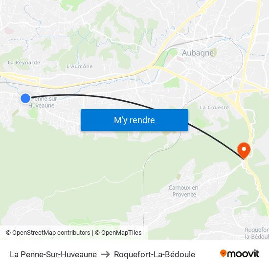 La Penne-Sur-Huveaune to Roquefort-La-Bédoule map
