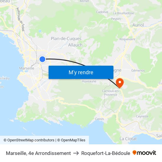 Marseille, 4e Arrondissement to Roquefort-La-Bédoule map