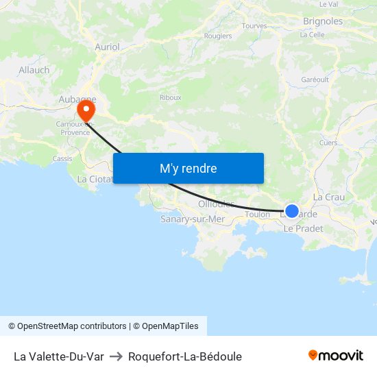 La Valette-Du-Var to Roquefort-La-Bédoule map