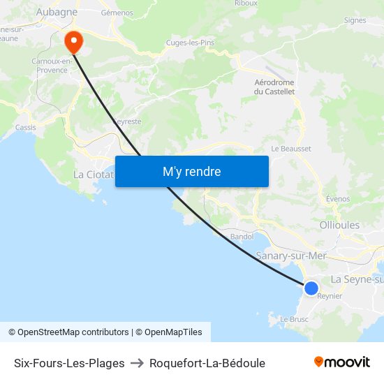 Six-Fours-Les-Plages to Roquefort-La-Bédoule map