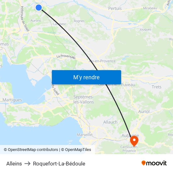 Alleins to Roquefort-La-Bédoule map