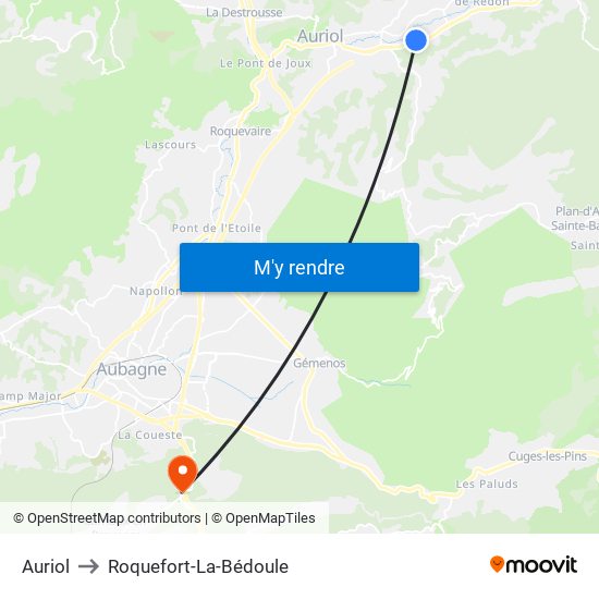 Auriol to Roquefort-La-Bédoule map