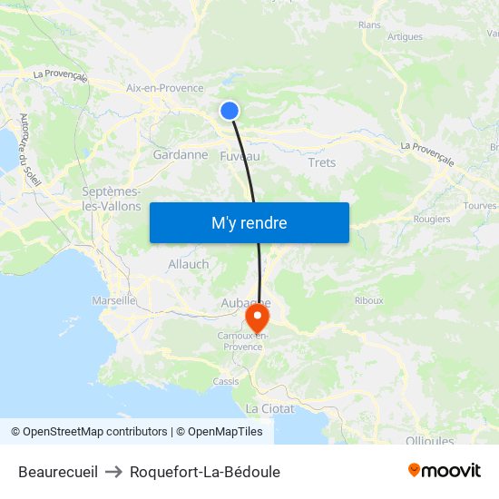 Beaurecueil to Roquefort-La-Bédoule map