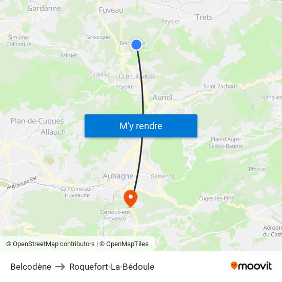 Belcodène to Roquefort-La-Bédoule map