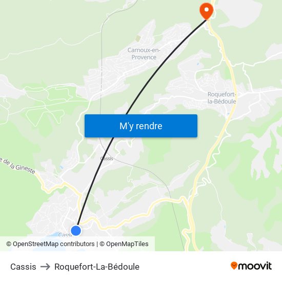 Cassis to Roquefort-La-Bédoule map