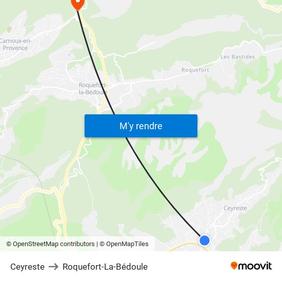 Ceyreste to Roquefort-La-Bédoule map