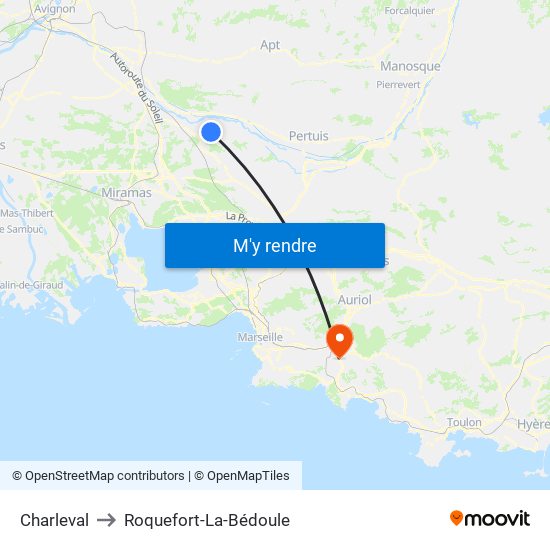 Charleval to Roquefort-La-Bédoule map