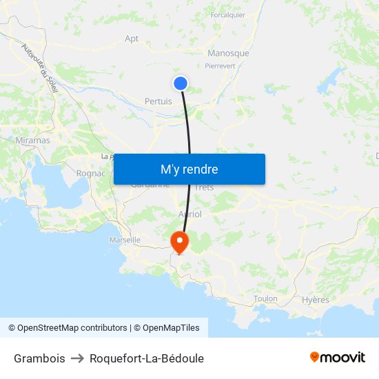 Grambois to Roquefort-La-Bédoule map