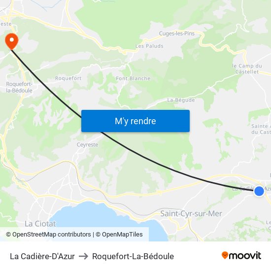 La Cadière-D'Azur to Roquefort-La-Bédoule map