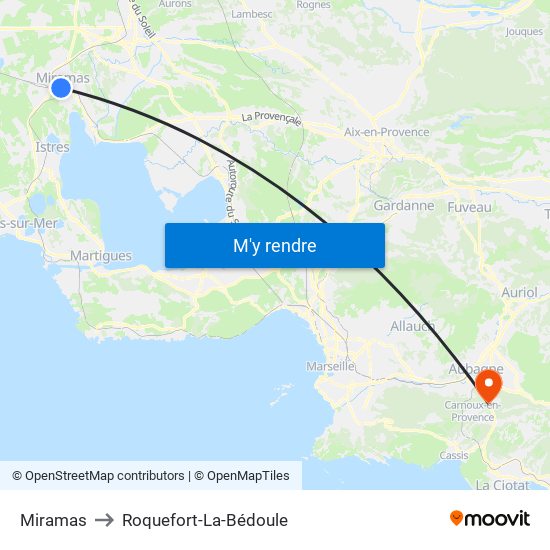 Miramas to Roquefort-La-Bédoule map