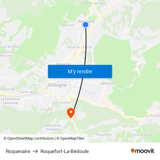 Roquevaire to Roquefort-La-Bédoule map