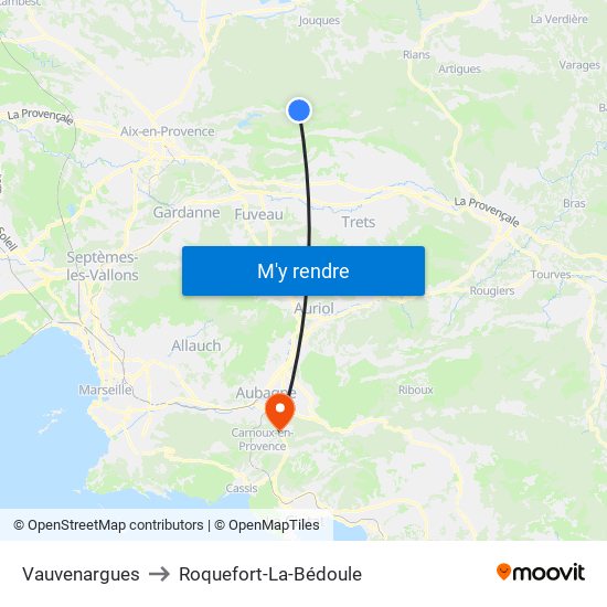 Vauvenargues to Roquefort-La-Bédoule map