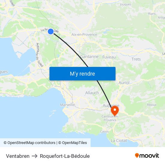 Ventabren to Roquefort-La-Bédoule map