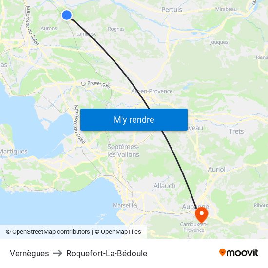 Vernègues to Roquefort-La-Bédoule map