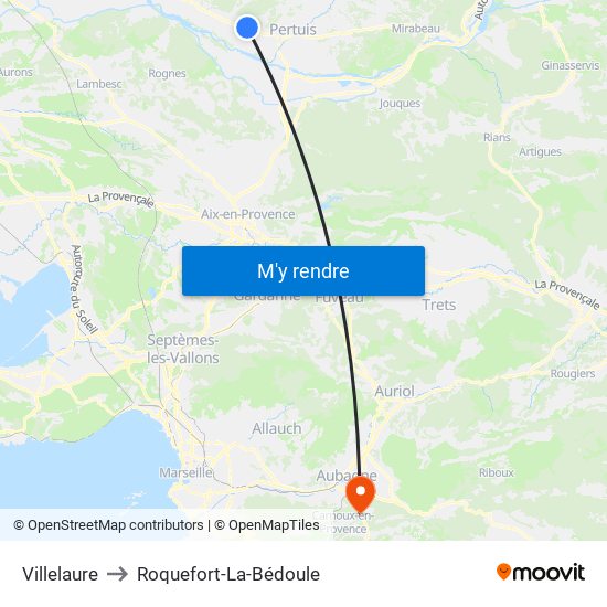 Villelaure to Roquefort-La-Bédoule map
