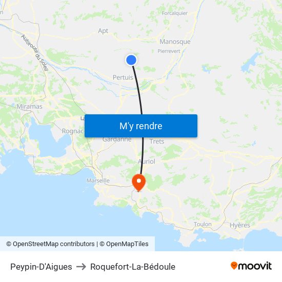Peypin-D'Aigues to Roquefort-La-Bédoule map