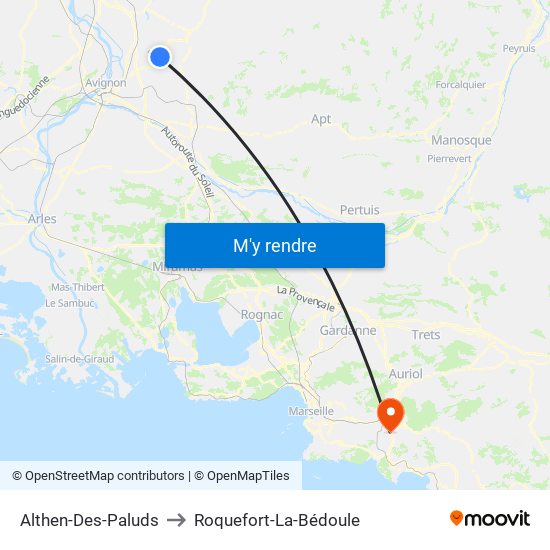 Althen-Des-Paluds to Roquefort-La-Bédoule map