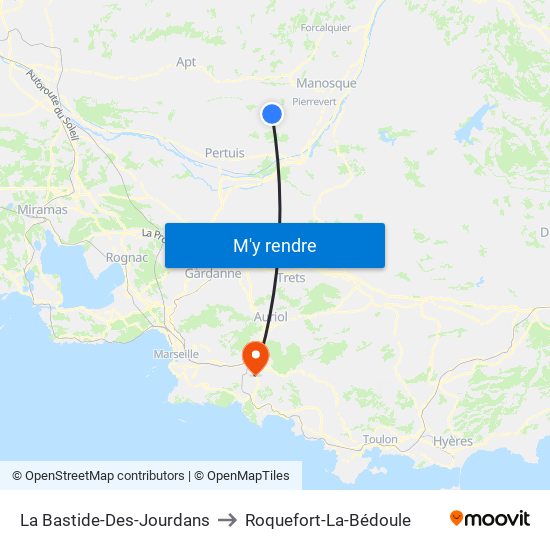 La Bastide-Des-Jourdans to Roquefort-La-Bédoule map