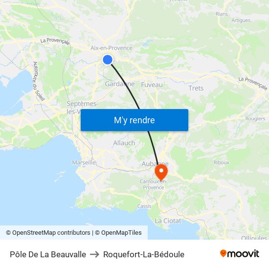 Pôle De La Beauvalle to Roquefort-La-Bédoule map