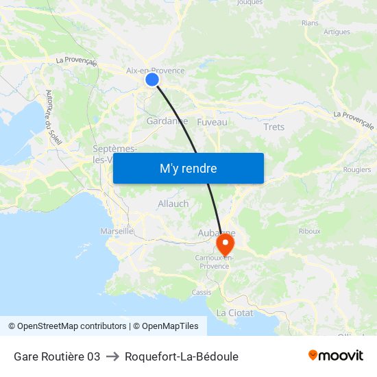 Gare Routière 03 to Roquefort-La-Bédoule map