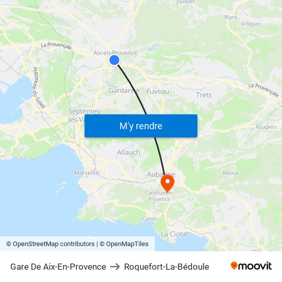 Gare De Aix-En-Provence to Roquefort-La-Bédoule map