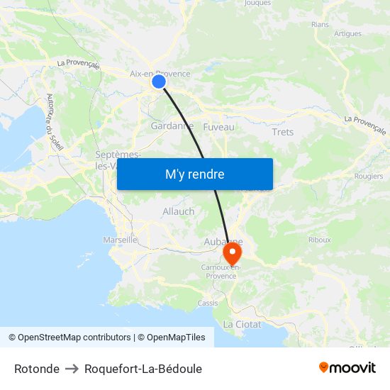 Rotonde to Roquefort-La-Bédoule map