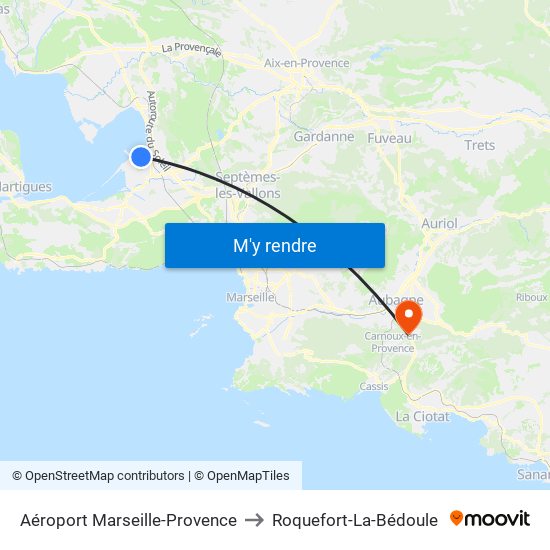 Aéroport Marseille-Provence to Roquefort-La-Bédoule map