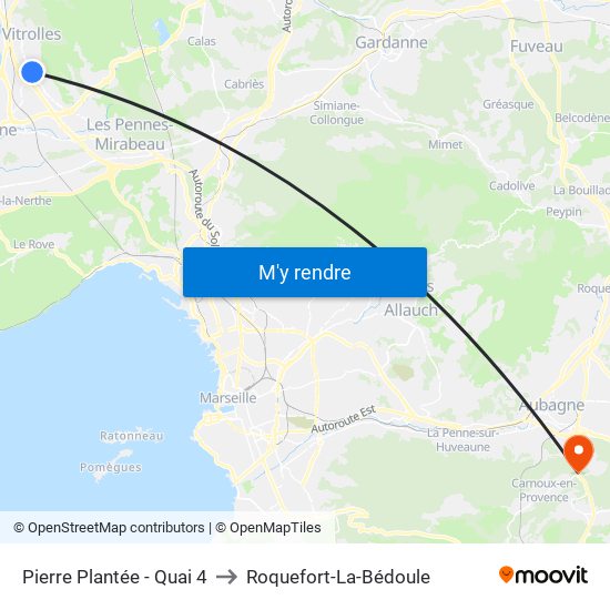 Pierre Plantée - Quai 4 to Roquefort-La-Bédoule map