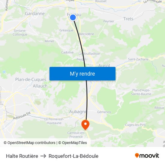Halte Routière to Roquefort-La-Bédoule map